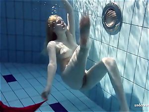 super-steamy blondie Lucie French teenage in the pool